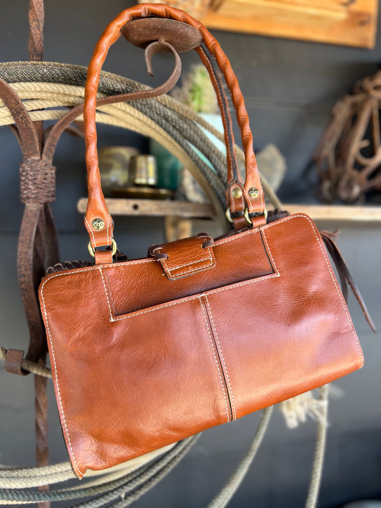 Patricia Nash Leather Desert-Laced Detail Handbag