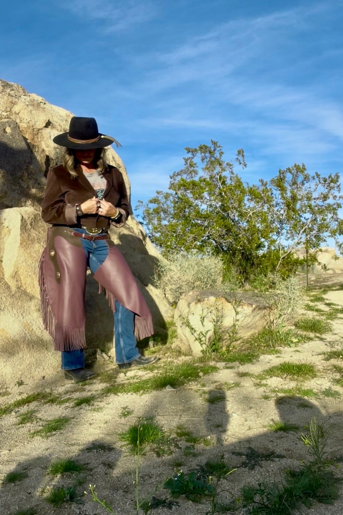 “The Prairie Chinks”  Lavender Leather Fringed Western Chaps