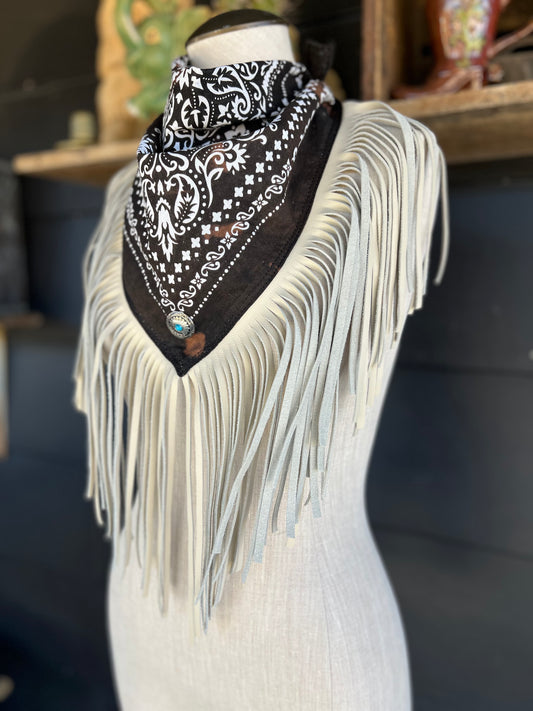 Desert Dusted Bandana Leather Fringe Collar
