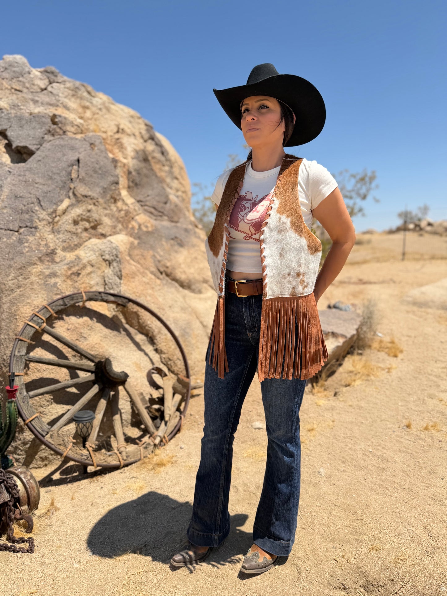 Dust Bowl Darling – Painted Prairie Cowhide Leather Vest