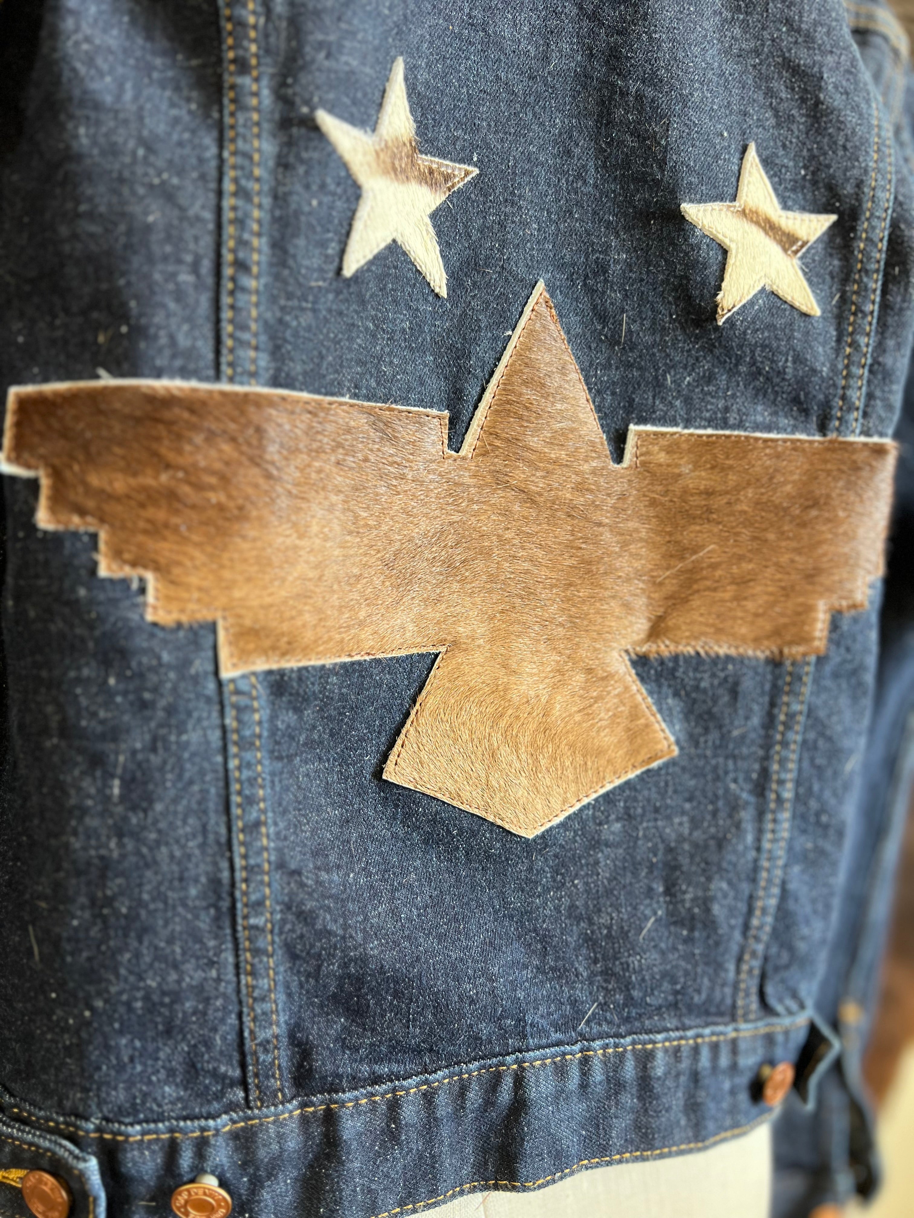 The Watcher by Dirty Mojave - Up-cycled Denim & Cowhide Jacket