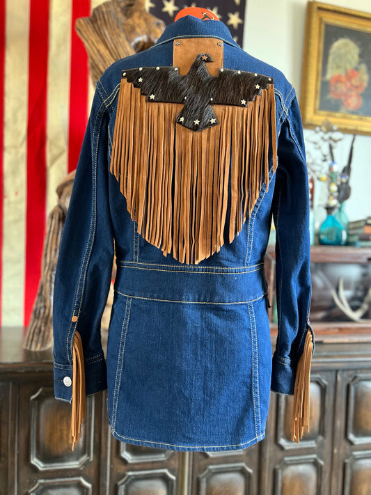 Vintage SALE LEVIS Type 1 Iconic Denim Western Firebird Fringe Leather Jacket