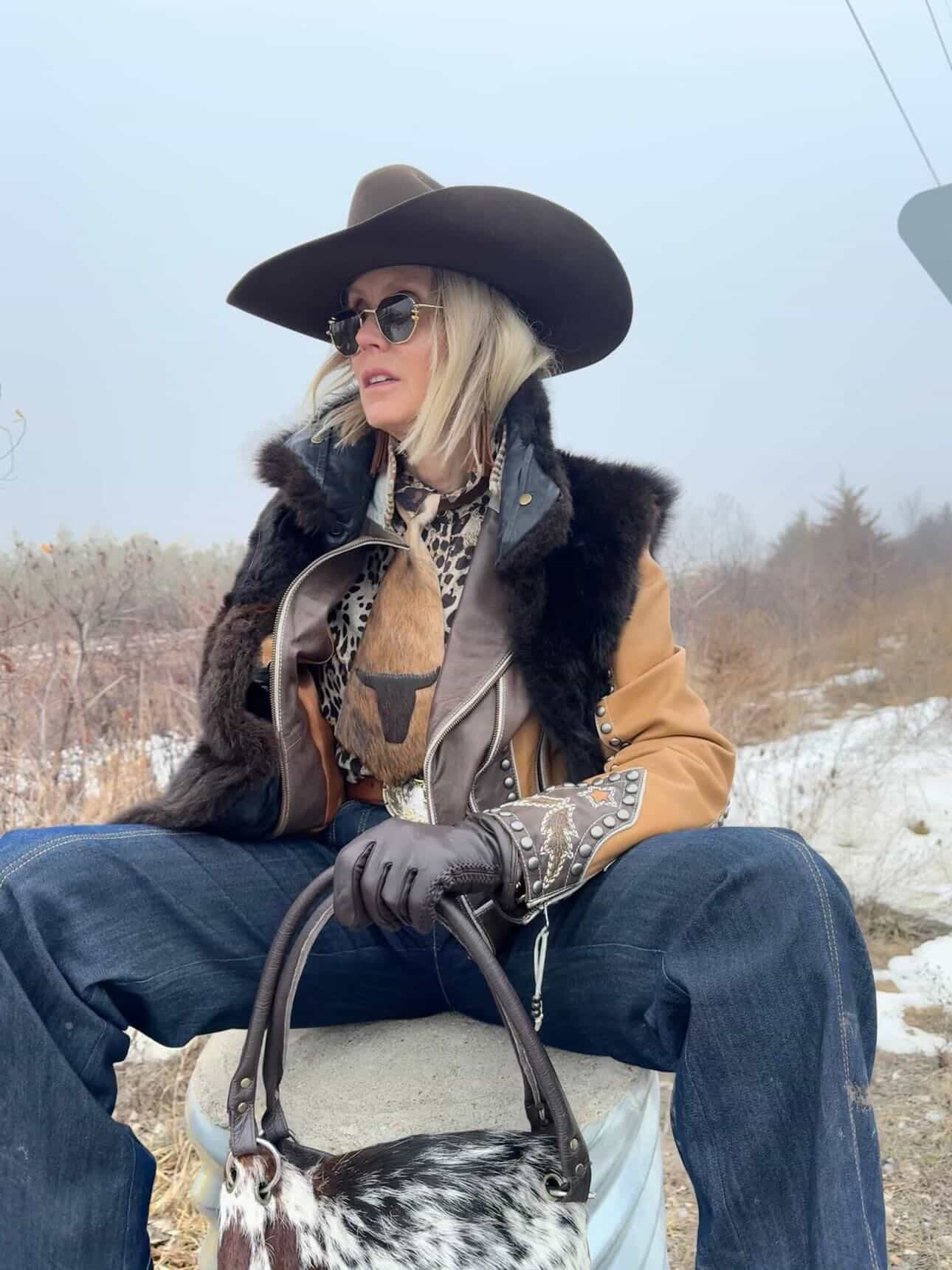 Dirty Mojave Cowhide Steer Heirloom Wide Necktie