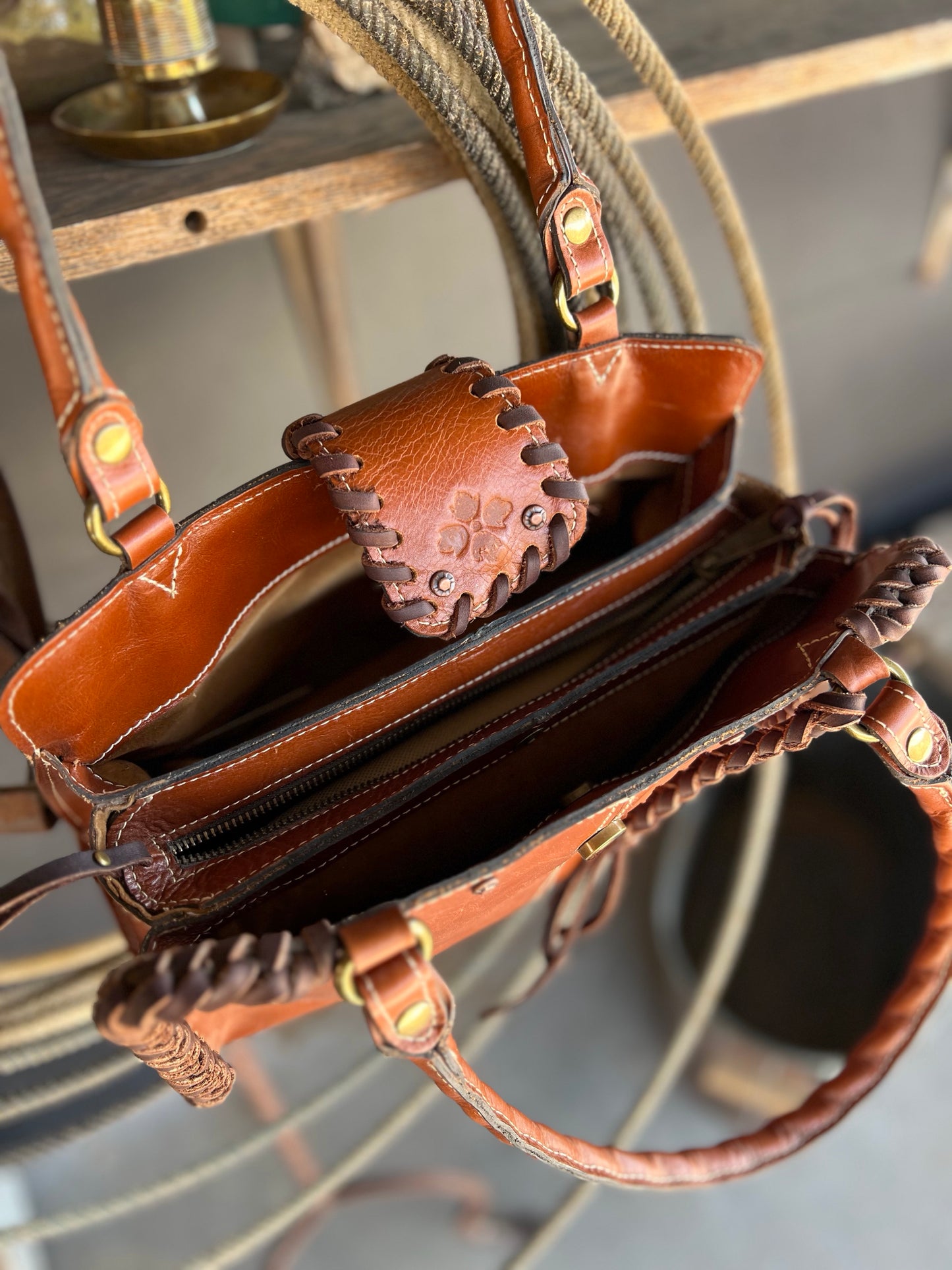 Patricia Nash Leather Desert-Laced Detail Handbag