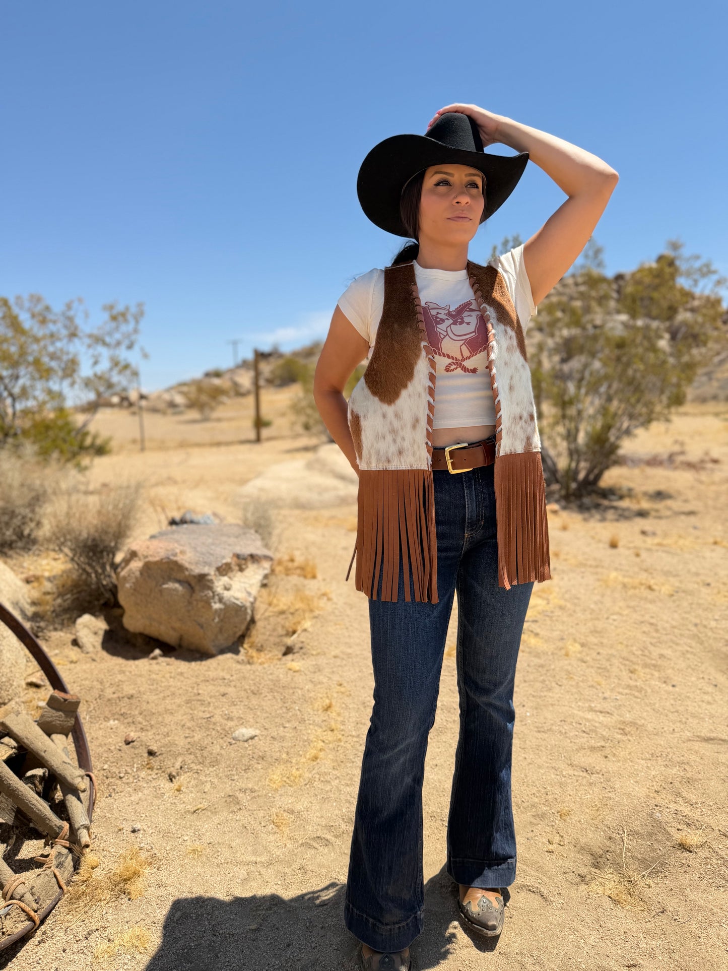 Dust Bowl Darling – Painted Prairie Cowhide Leather Vest