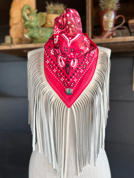 Desert Dusted Bandana Leather Fringe Collar