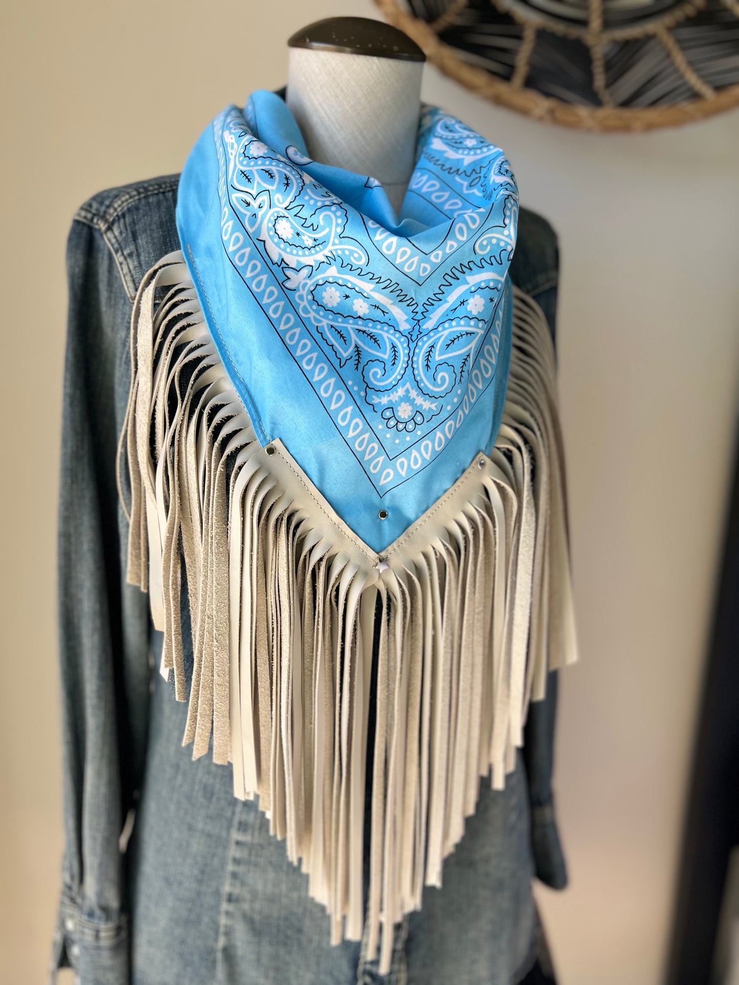 Desert Dusted Bandana Leather Fringe Collar