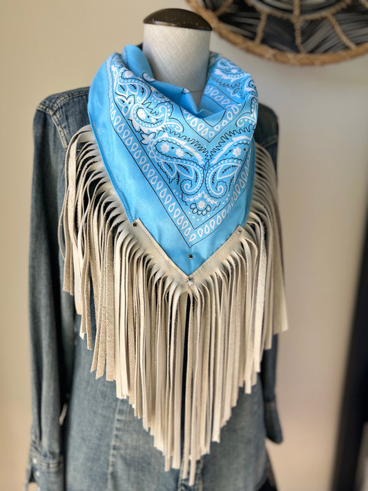 Desert Dusted Bandana Leather Fringe Collar