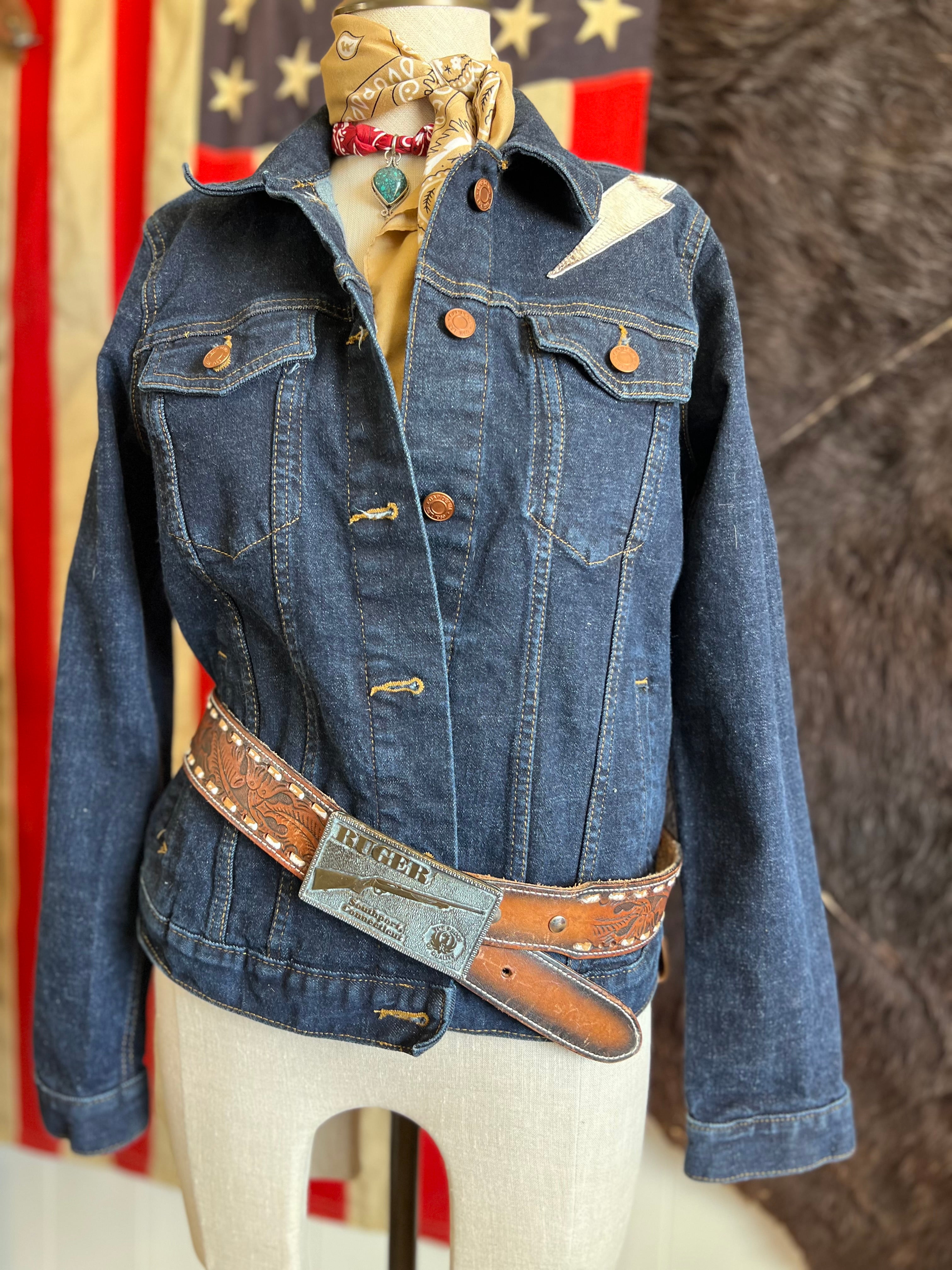 The Watcher by Dirty Mojave - Up-cycled Denim & Cowhide Jacket