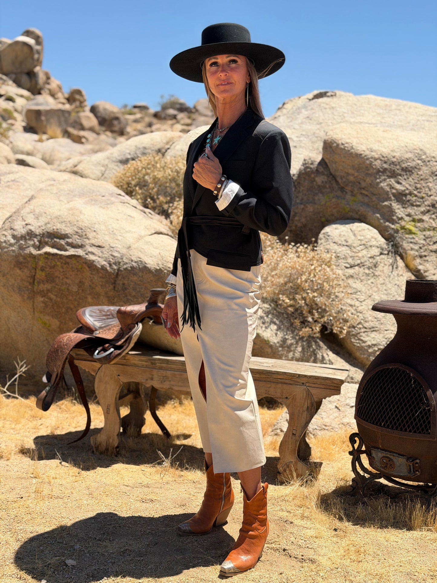 The Midnight Outlaw Desert Crop Blazer by Dirty Mojave Leather