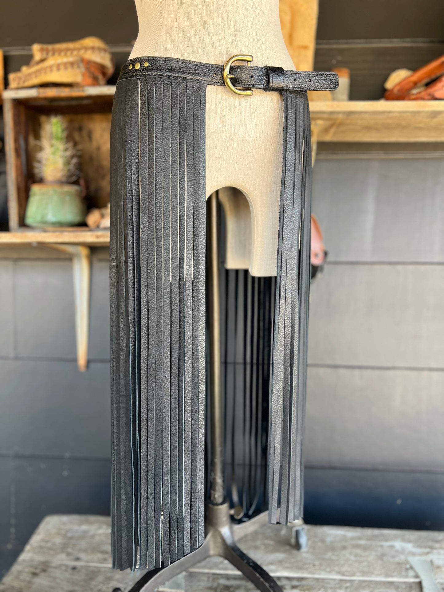 The Badlands Fringe Leather Skirt by Dirty Mojave Leather