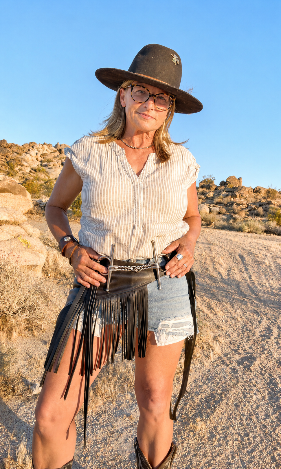 The Mojave Horse Bit Leather Tassel Belt