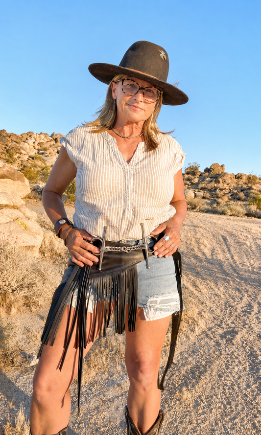 The Mojave Horse Bit Leather Tassel Belt